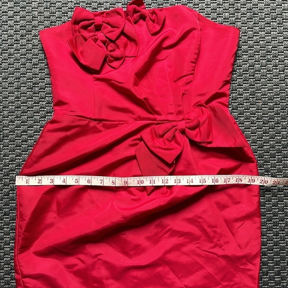 Oasis red strapless mini dress with bow details women’s 6 - Picture 11 of 11